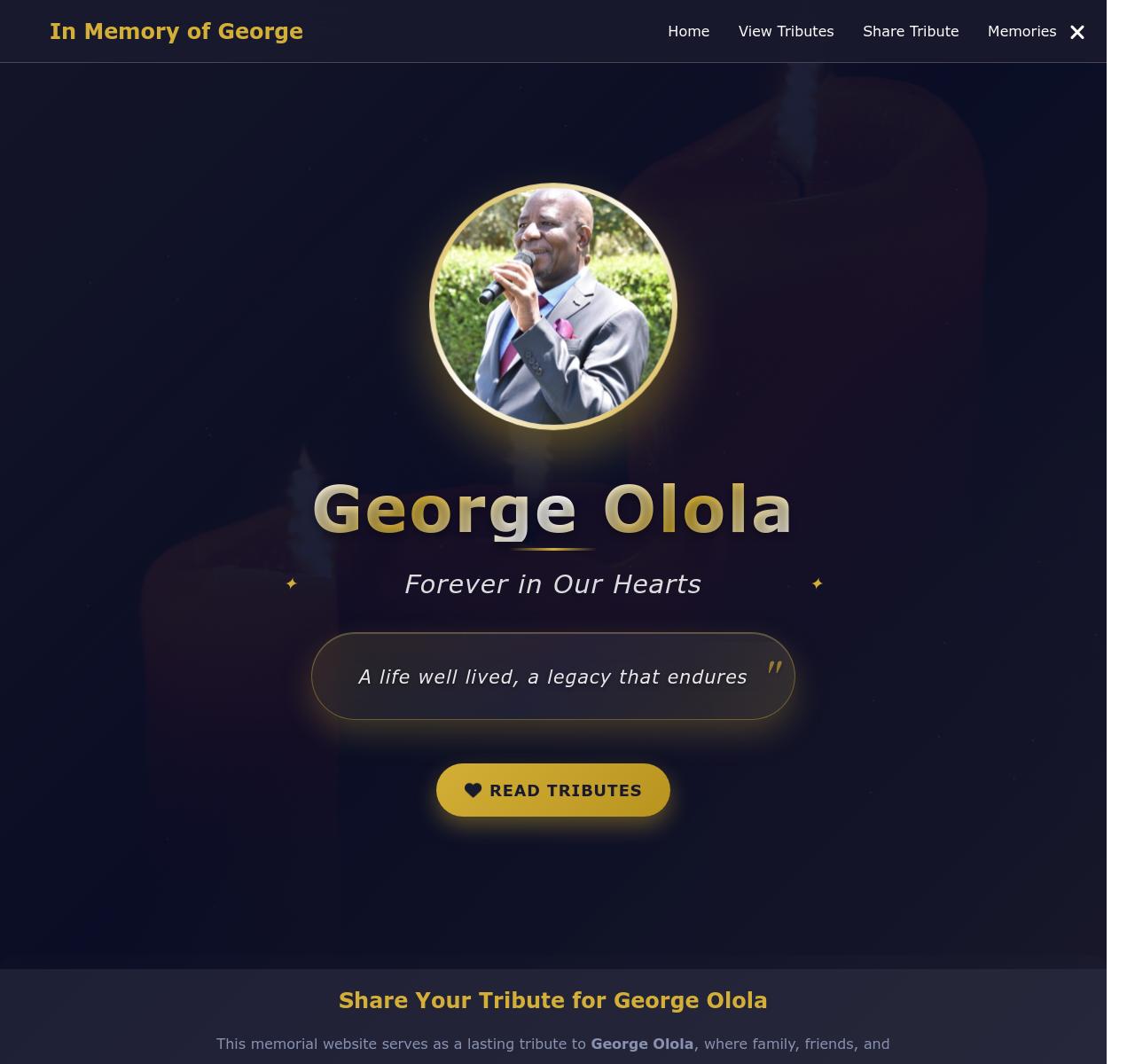 George Olola Memorial Website
